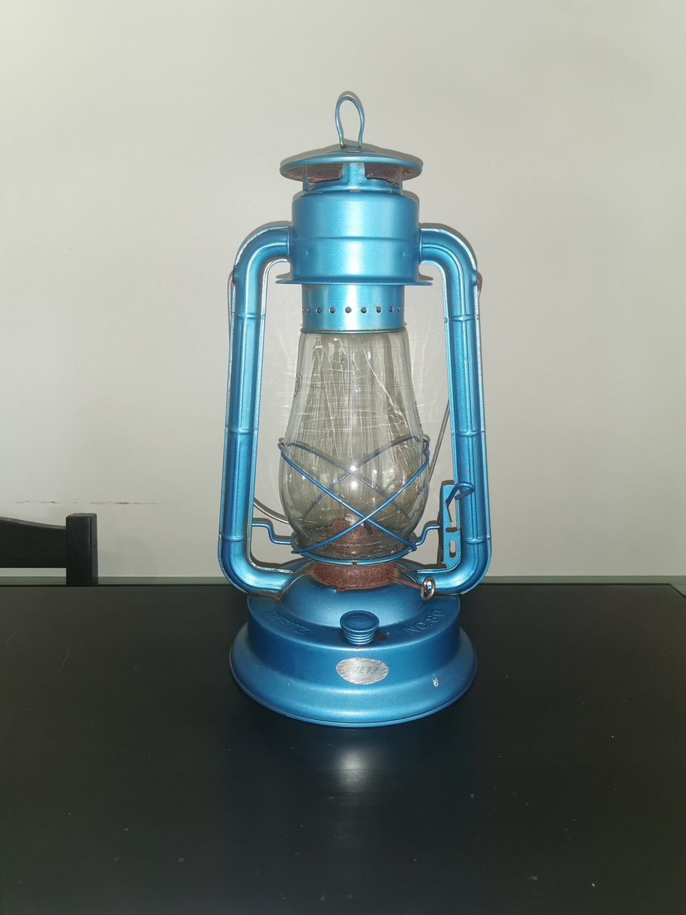 Vintage Dietz #80 Blizzard Hurricane Oil Lamp Lantern Blue